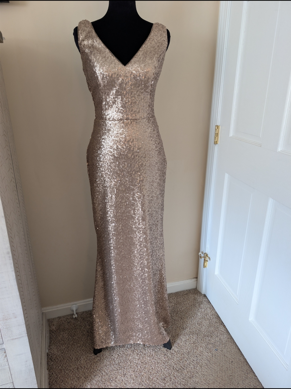 revelry champagne gold dress ​Revelry Giselle Sequin V-Back Maxi Gown Size 8 Classical Dance Dress - Best Selling Formal Dresses An exciting and fresh Color:Military green gold champagne bridesmaid dresses
